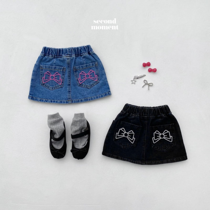 Second Moment - Korean Children Fashion - #Kfashion4kids - Ribbon Denim Skirt - 2