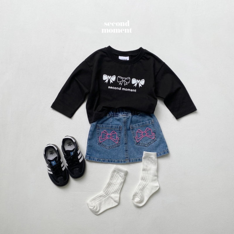 Second Moment - Korean Children Fashion - #designkidswear - Ribbon Denim Skirt - 10