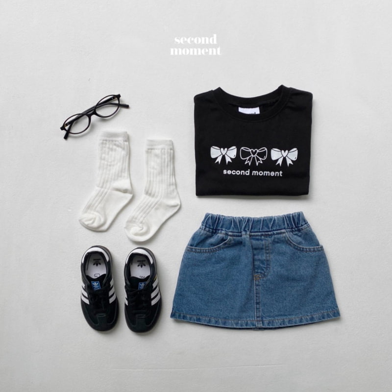 Second Moment - Korean Children Fashion - #discoveringself - Ribbon Denim Skirt - 11