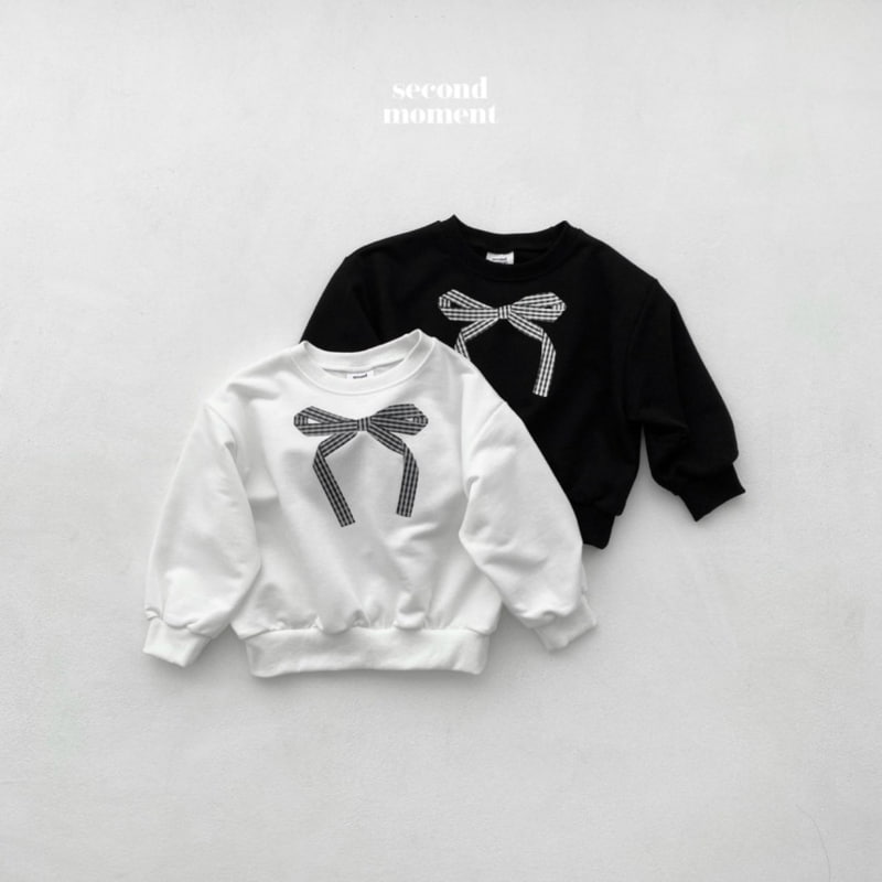 Second Moment - Korean Children Fashion - #fashionkids - Check Ribbon Sweatshirts