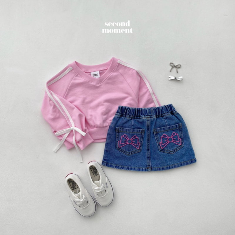 Second Moment - Korean Children Fashion - #littlefashionista - Ribbon Denim Skirt - 4