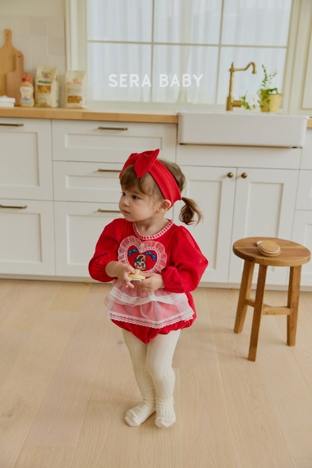 Sera - Korean Baby Fashion - #babyclothing - Heart Apron Bodysuit - 4