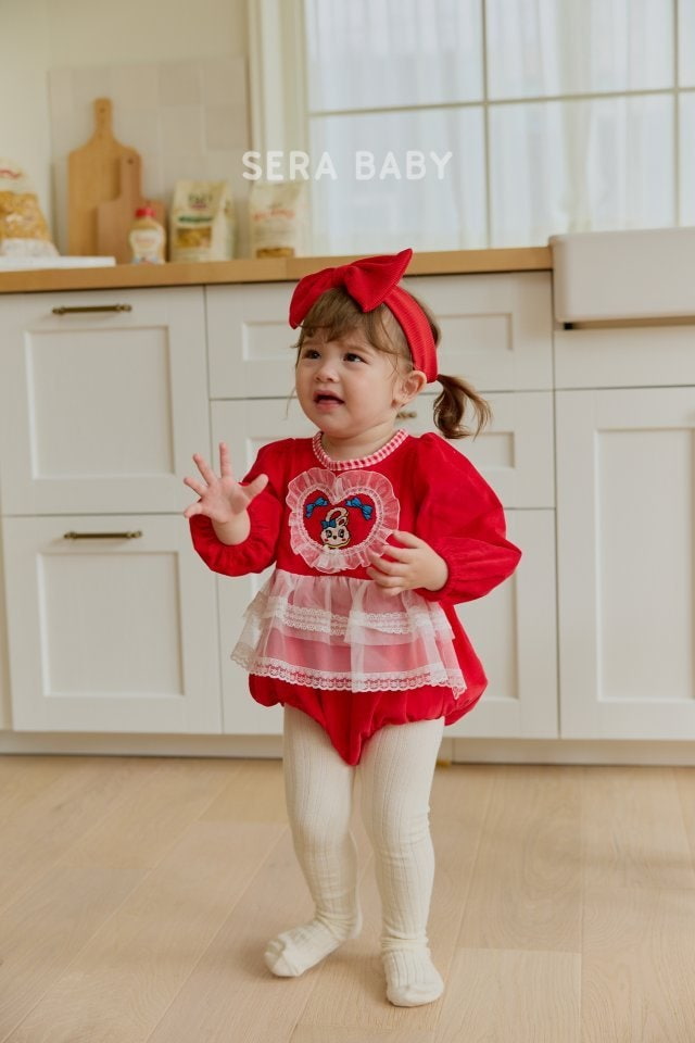 Sera - Korean Baby Fashion - #babygirlfashion - Heart Apron Bodysuit - 6