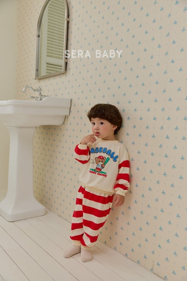 Sera - Korean Baby Fashion - #babygirlfashion - Baseball Stripe Set - 4