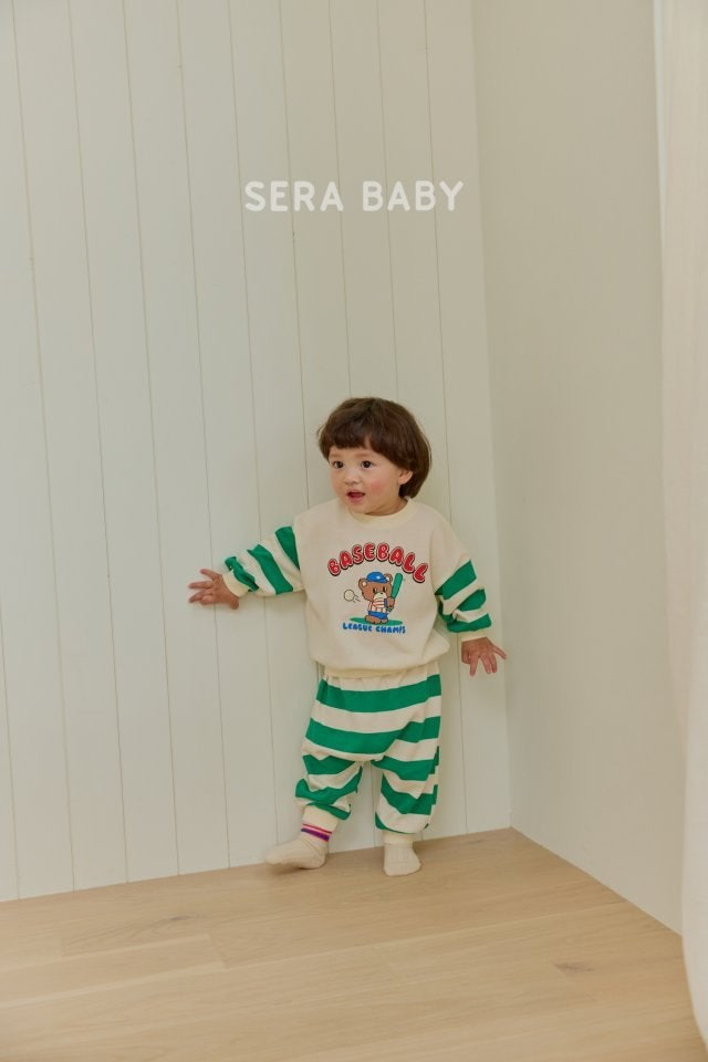 Sera - Korean Baby Fashion - #onlinebabyboutique - Baseball Stripe Set - 10