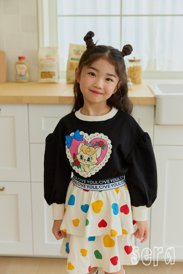 Sera - Korean Children Fashion - #designkidswear - Heart Cat Puff Sweatshirts - 12