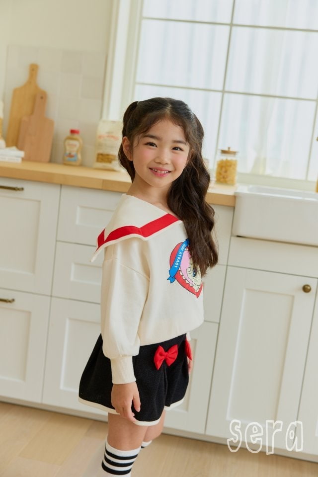 Sera - Korean Children Fashion - #designkidswear - Heart Sailor Collar Sweatshirts - 5