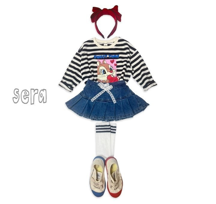 Sera - Korean Children Fashion - #designkidswear - Lace Denim Pleats Skirt - 12