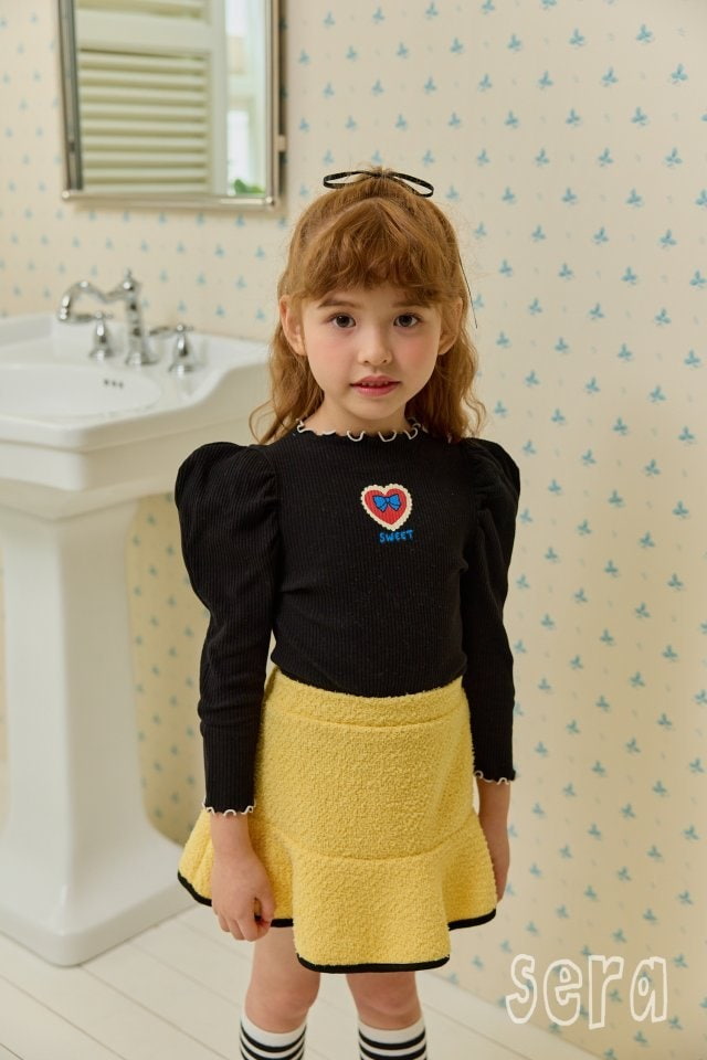 Sera - Korean Children Fashion - #fashionkids - Rib Heart Puff Tee - 2