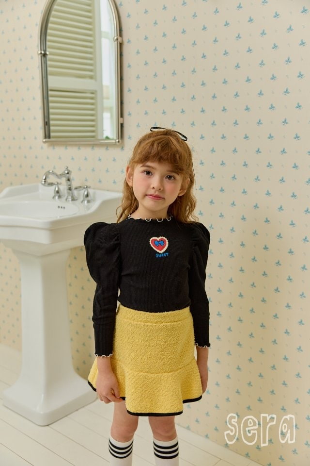 Sera - Korean Children Fashion - #kidzfashiontrend - Rib Heart Puff Tee - 5