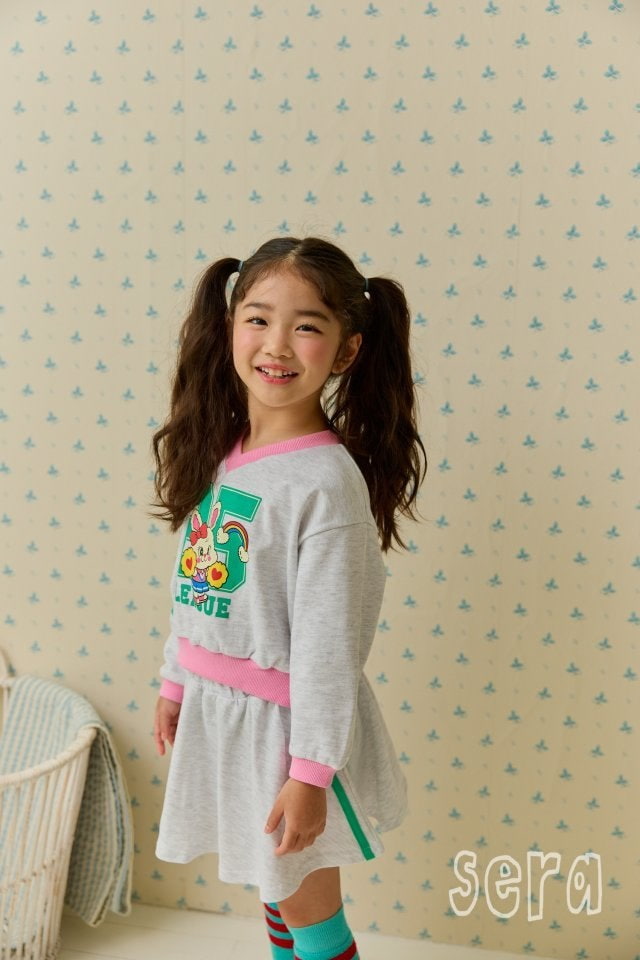 Sera - Korean Children Fashion - #minifashionista - V Neck Number Skirt Set - 8