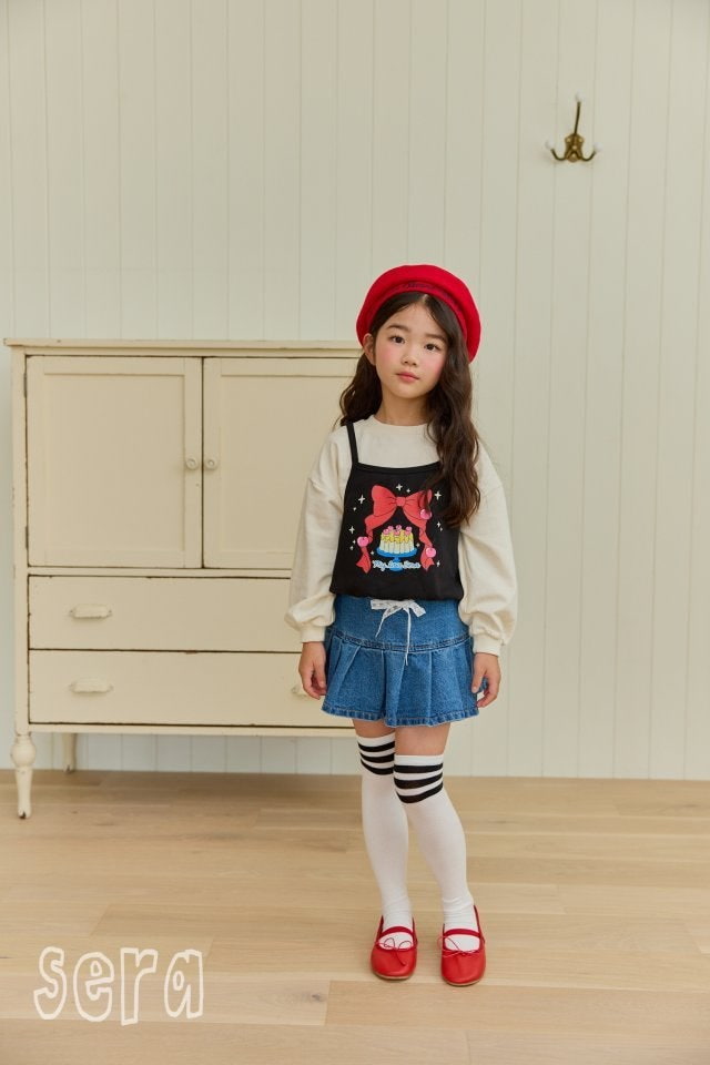 Sera - Korean Children Fashion - #minifashionista - Lace Denim Pleats Skirt - 5