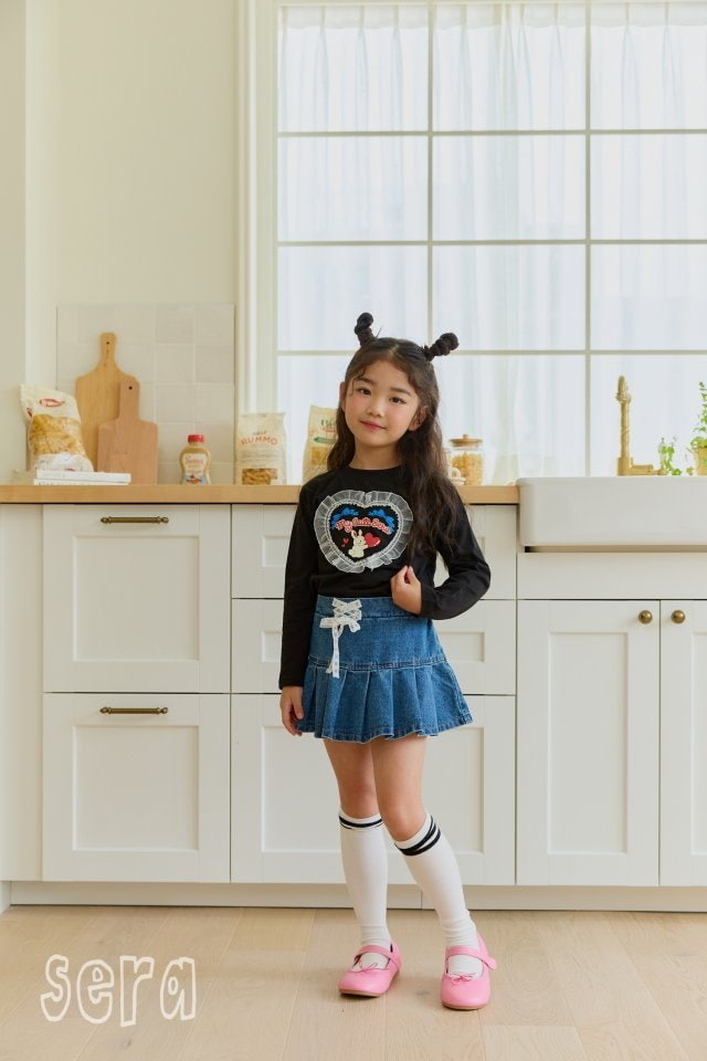 Sera - Korean Children Fashion - #stylishchildhood - Lace Denim Pleats Skirt - 9