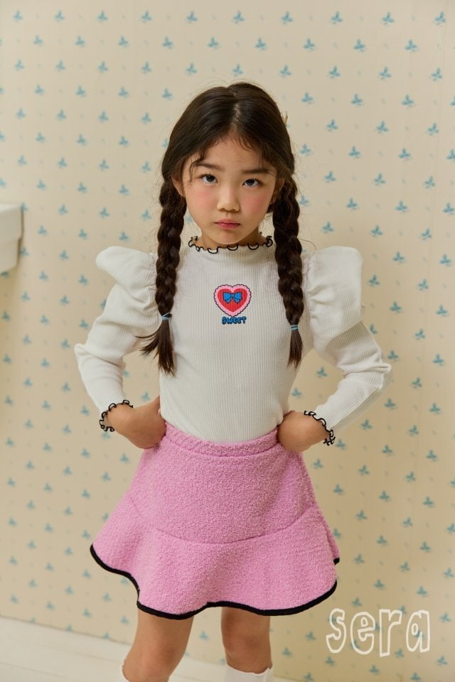 Sera - Korean Children Fashion - #todddlerfashion - Rib Heart Puff Tee - 11