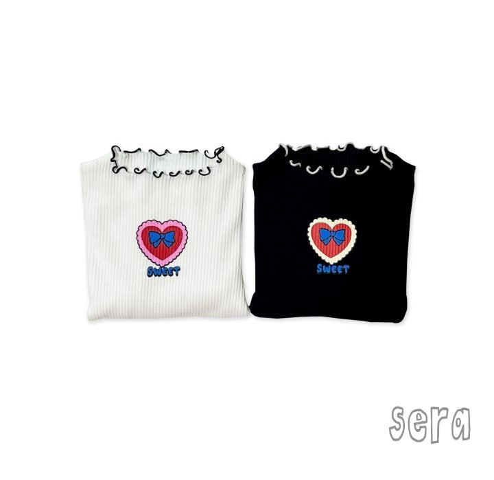 Sera - Korean Children Fashion - #toddlerclothing - Rib Heart Puff Tee - 12