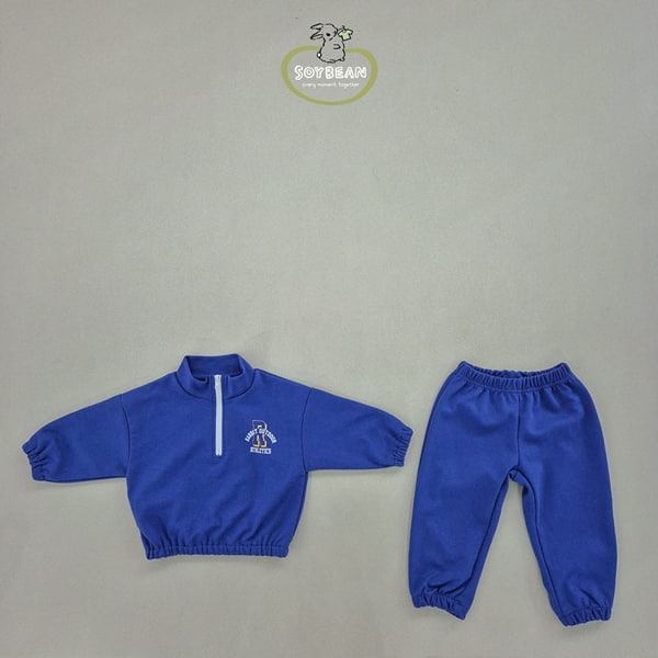 Soybean - Korean Children Fashion - #Kfashion4kids - Half Zip-up Top Bottom Set - 9