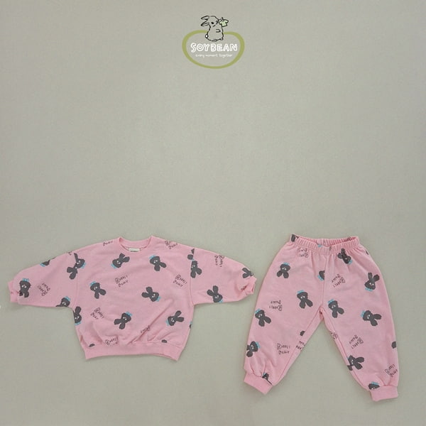 Soybean - Korean Children Fashion - #Kfashion4kids - Black Rabbit Top Bottom Set - 9