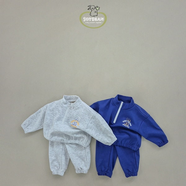 Soybean - Korean Children Fashion - #childofig - Half Zip-up Top Bottom Set