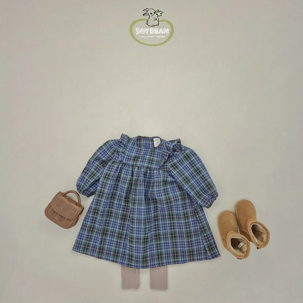 Soybean - Korean Children Fashion - #childofig - Overfit Check Girl One-piece - 3