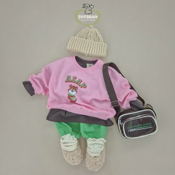 Soybean - Korean Children Fashion - #childrensboutique - Cartoon Bear Top Bottom Set - 12