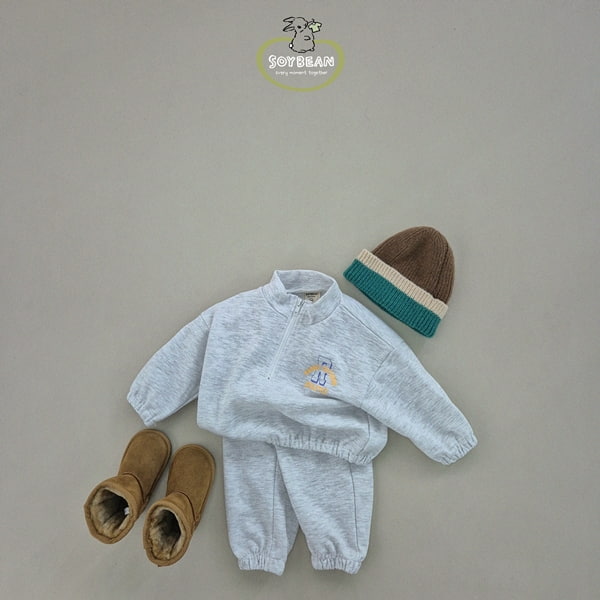 Soybean - Korean Children Fashion - #designkidswear - Half Zip-up Top Bottom Set - 3