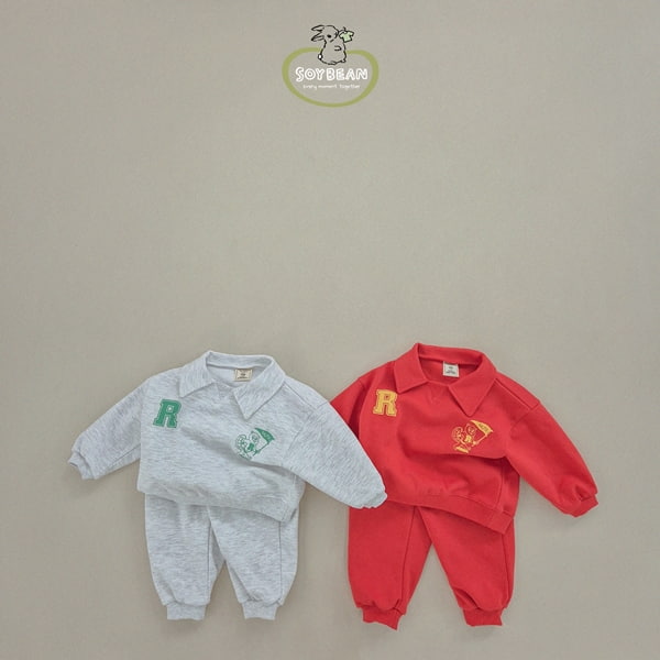 Soybean - Korean Children Fashion - #designkidswear - Collar Beaver Top Bottom Set