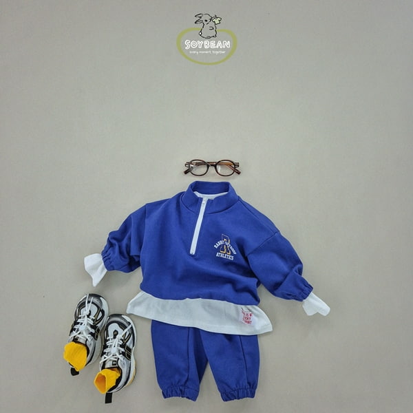 Soybean - Korean Children Fashion - #designkidswear - Half Zip-up Top Bottom Set - 4