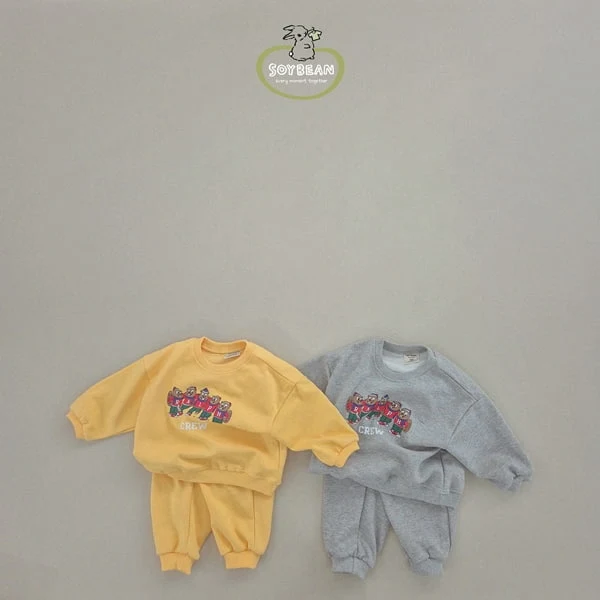 Soybean - Korean Children Fashion - #fashionkids - Beaver Crew Top Bottom Set