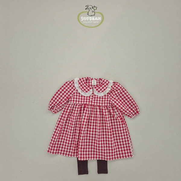 Soybean - Korean Children Fashion - #fashionkids - Loose Check Lace One-piece - 12