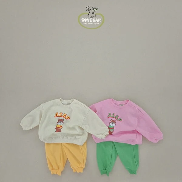 Soybean - Korean Children Fashion - #fashionkids - Cartoon Bear Top Bottom Set