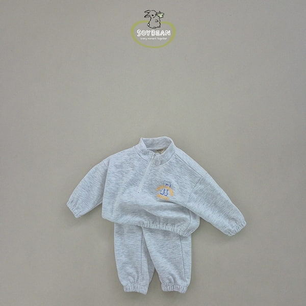 Soybean - Korean Children Fashion - #kidsshorts - Half Zip-up Top Bottom Set - 6