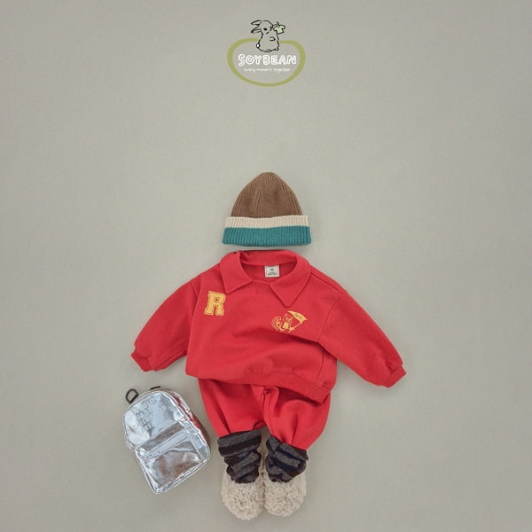 Soybean - Korean Children Fashion - #fashionkids - Collar Beaver Top Bottom Set - 4