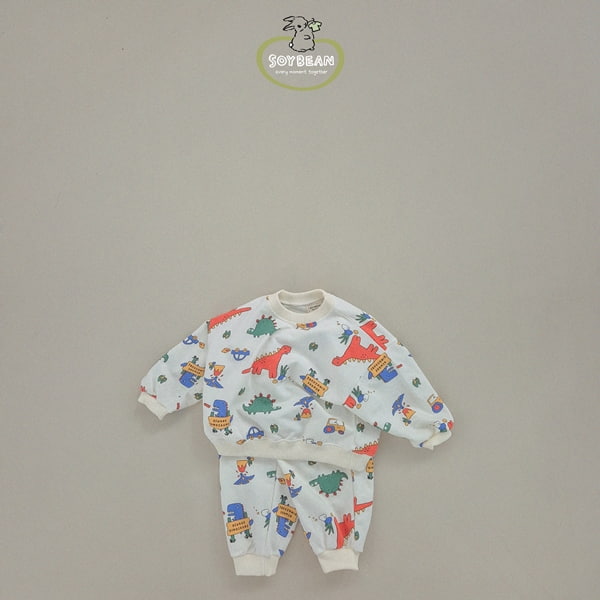 Soybean - Korean Children Fashion - #kidsshorts - Dino Graphics Top Bottom Set - 7