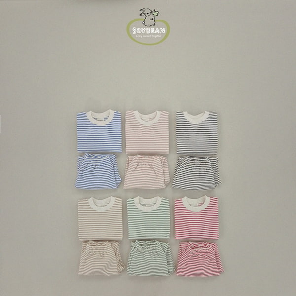 Soybean - Korean Children Fashion - #kidsstore - Stripe Top Bottom Set