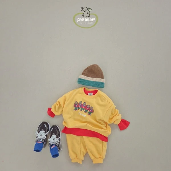 Soybean - Korean Children Fashion - #kidsstore - Beaver Crew Top Bottom Set - 3