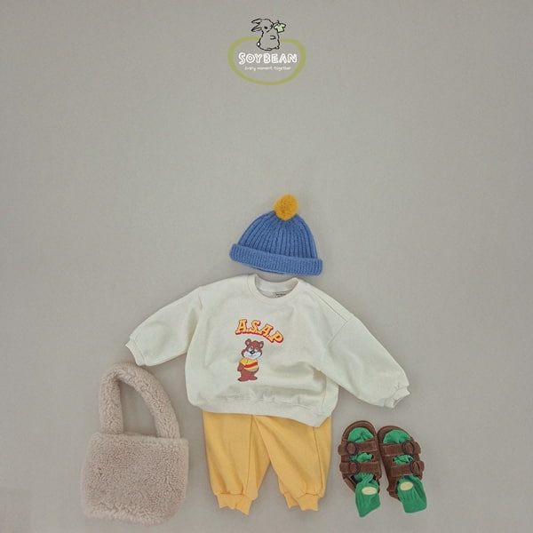 Soybean - Korean Children Fashion - #kidsstore - Cartoon Bear Top Bottom Set - 3