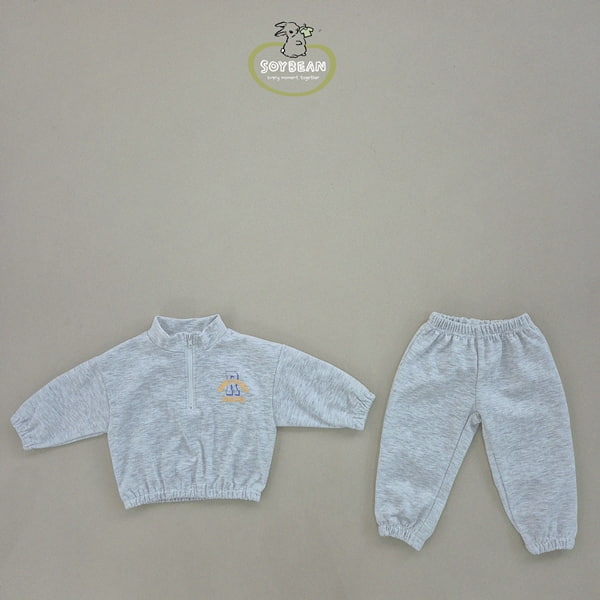 Soybean - Korean Children Fashion - #kidzfashiontrend - Half Zip-up Top Bottom Set - 8