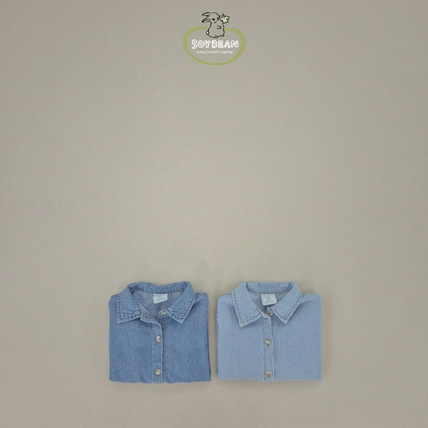 Soybean - Korean Children Fashion - #kidzfashiontrend - Loosefit Denim Shirt - 5