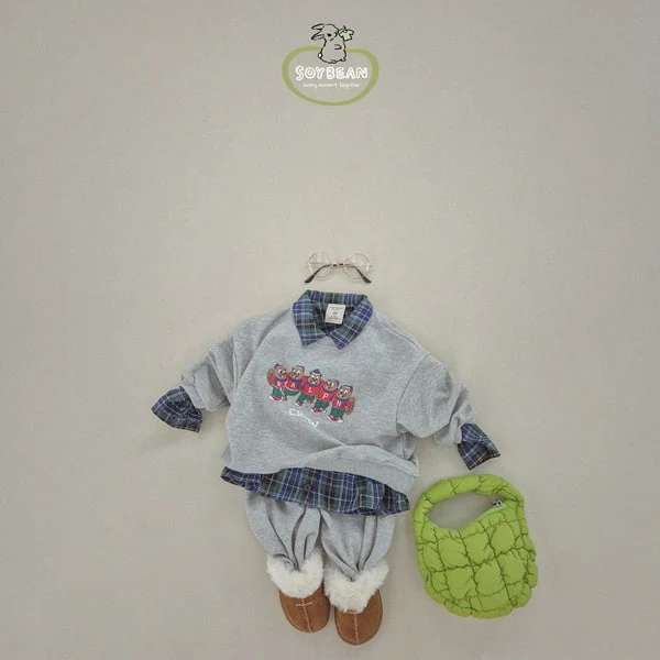 Soybean - Korean Children Fashion - #kidsstore - Beaver Crew Top Bottom Set - 4