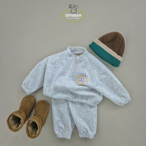 Soybean - Korean Children Fashion - #littlefashionista - Half Zip-up Top Bottom Set - 10