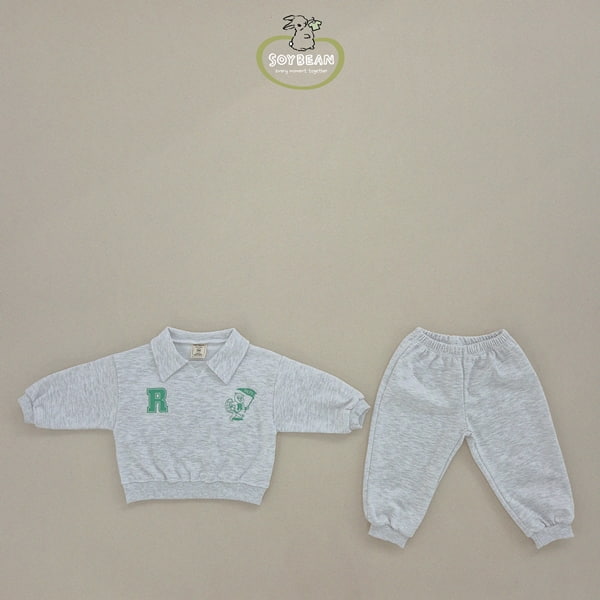 Soybean - Korean Children Fashion - #littlefashionista - Collar Beaver Top Bottom Set - 8