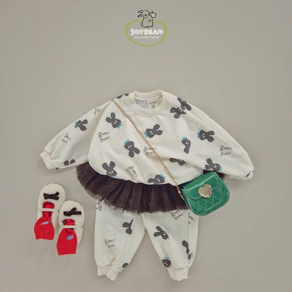 Soybean - Korean Children Fashion - #littlefashionista - Black Rabbit Top Bottom Set - 10