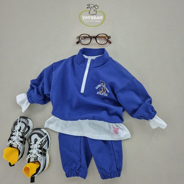 Soybean - Korean Children Fashion - #magicofchildhood - Half Zip-up Top Bottom Set - 11