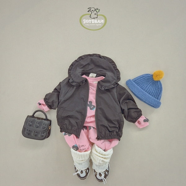 Soybean - Korean Children Fashion - #magicofchildhood - Black Rabbit Top Bottom Set - 11