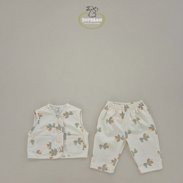 Soybean - Korean Children Fashion - #magicofchildhood - Bird Vest Pants Set - 6