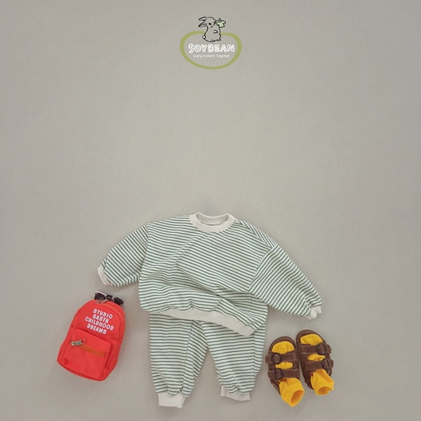 Soybean - Korean Children Fashion - #minifashionista - Stripe Top Bottom Set - 6