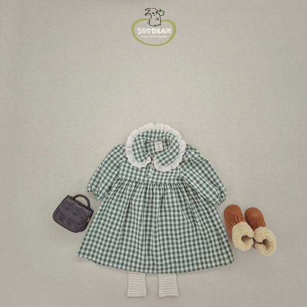 Soybean - Korean Children Fashion - #minifashionista - Loose Check Lace One-piece - 4