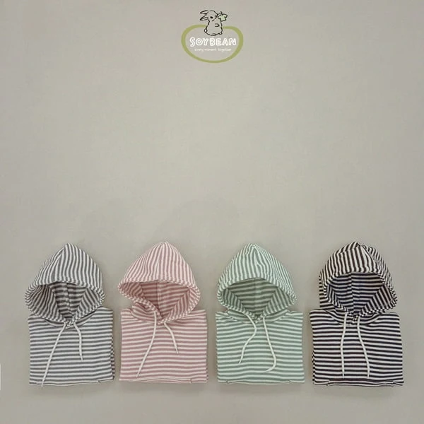 Soybean - Korean Children Fashion - #prettylittlegirls - Stripe Hood Top