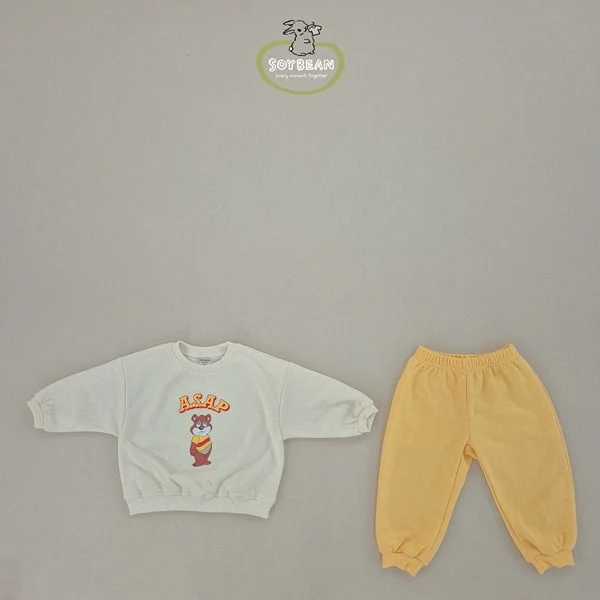 Soybean - Korean Children Fashion - #prettylittlegirls - Cartoon Bear Top Bottom Set - 9