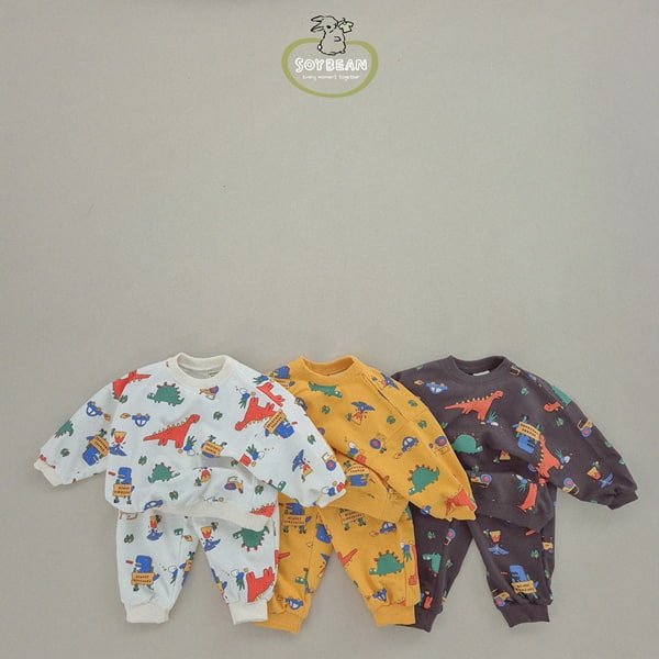 Soybean - Korean Children Fashion - #stylishchildhood - Dino Graphics Top Bottom Set